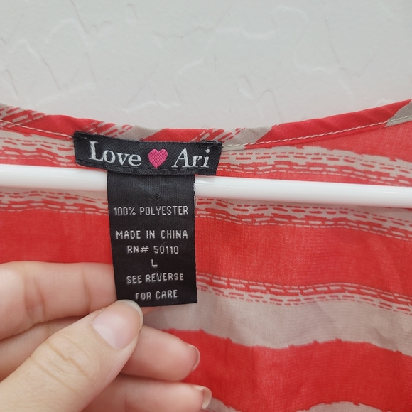 Love Ari Red & Tan Striped Draped Neck Mini Dress Women's Size Large - Picture 7 of 14